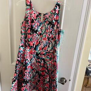 Lilly Pulitzer Pink and Green Sleeveless A-Line Dress